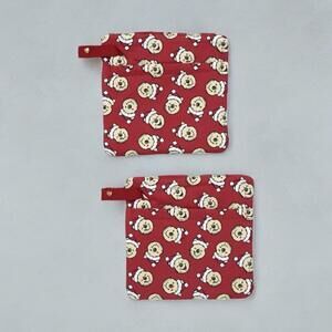 Pot Holder Disney Winnie the Pooh Santa Holiday Christmas, Kawaii Oven Pads